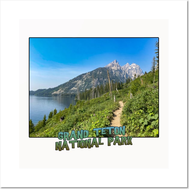 Wyoming State Outline (Grand Teton National Park - Lake Jenny Trail) Wall Art by gorff